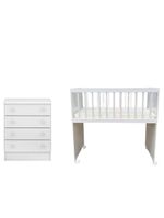 Mini Berço Moisés Alegria E Cômoda Infantil 103 Doce Sonho Branco Brilho – Qmovi