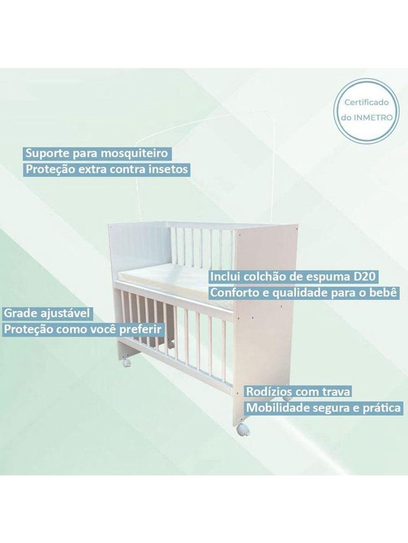 Mini Berço Moisés Alegria E Cômoda Infantil 103 Doce Sonho Branco Brilho – Qmovi
