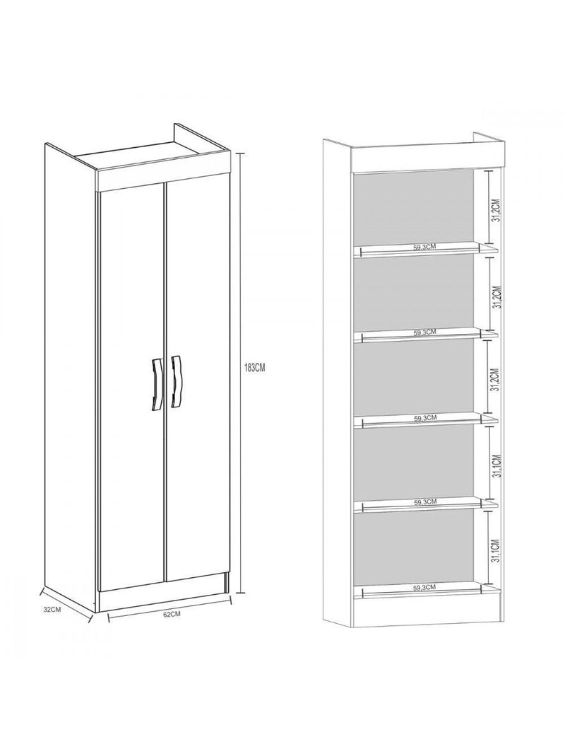 Armário Multiuso Uruguay 2 Portas Branco Atualle Branco