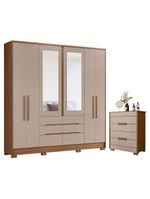 Guarda Roupa Casal San Francisco e Cômoda Dhara Carvalho Fendi – Moval