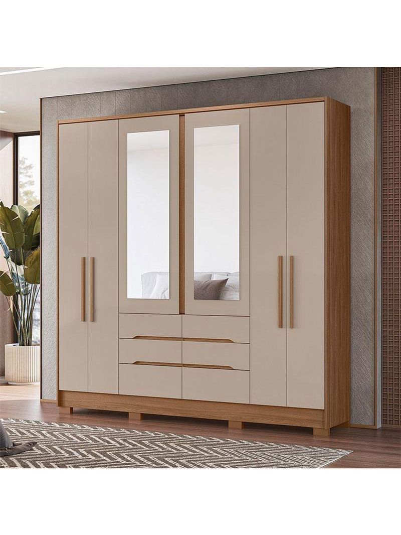 Guarda Roupa Casal San Francisco e Cômoda Dhara Carvalho Fendi – Moval