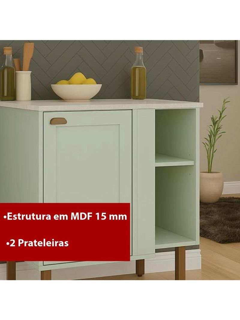 Balcão de Cozinha 91x20cm Genialflex Iluminata Hortelã