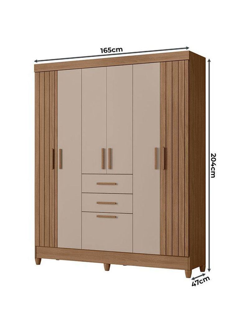 Guarda Roupa Solteiro Ambiente Malta 7 Portas Carvalho Fendi – Moval