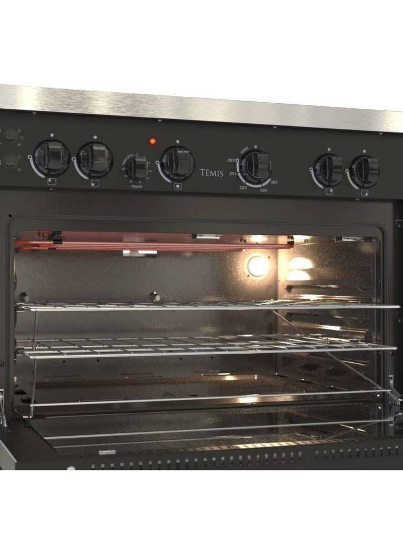 Fogão 5 Bocas Venax Temis A Gás Mesa De Inox 127V Preto