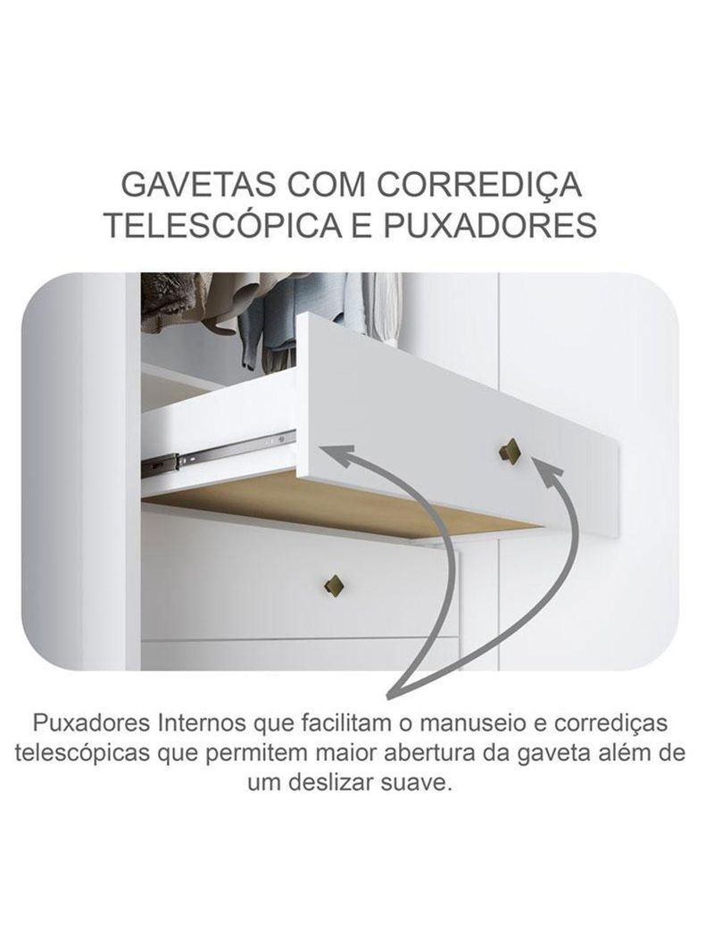 Guarda Roupa Solteiro Ambiente Dante 2 Portas Neve com Espelho – Novo Horizonte