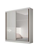 Guarda Roupa Solteiro Ambiente Dante 2 Portas Neve com Espelho – Novo Horizonte