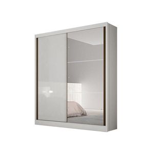 Guarda Roupa Solteiro Ambiente Dante 2 Portas Neve com Espelho – Novo Horizonte