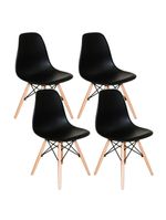Conjunto Mesa Jantar Quadrada Eiffel 80cm Preto Mdf + 4 Cadeiras Charles Eames
