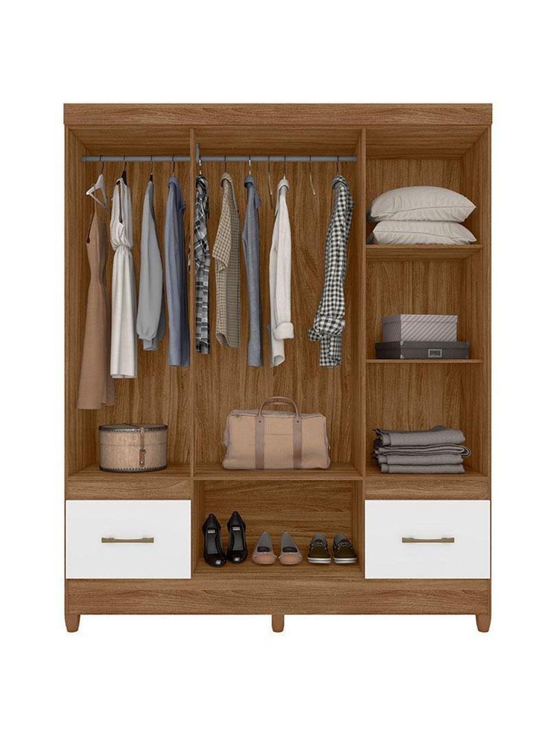 Guarda Roupa Casal Ambiente Ms912 6 Portas Naturale Branco - Moval