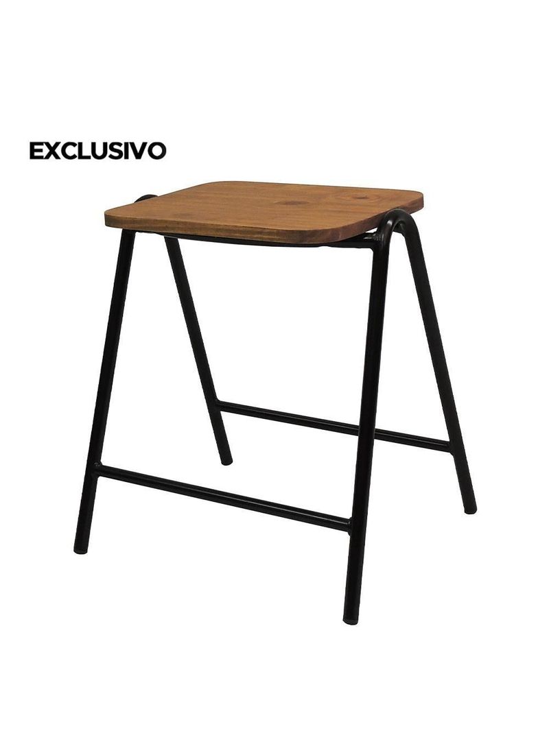 Banco Stak Decorativo Baixo Preto - Overseas