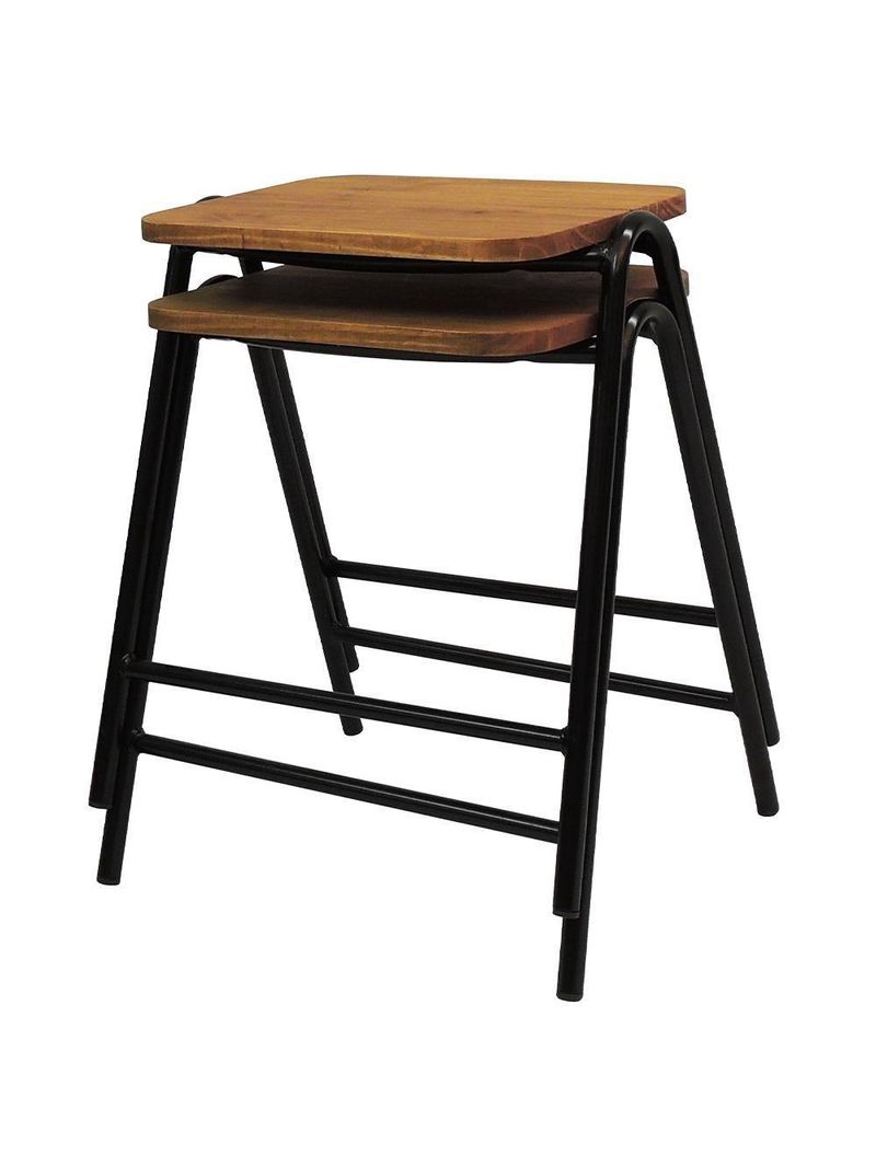 Banco Stak Decorativo Baixo Preto - Overseas