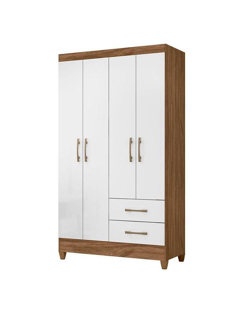 Guarda Roupa Solteiro Chile 4 Portas Naturale Branco - Moval