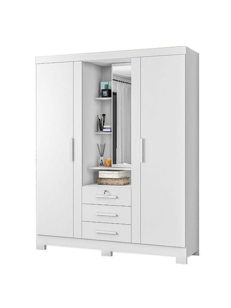 Guarda Roupa Solteiro Capelinha Premium 3 Portas Branco – Zanzini