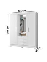 Guarda Roupa Solteiro Capelinha Premium 3 Portas Branco – Zanzini