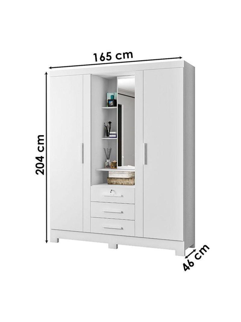Guarda Roupa Solteiro Capelinha Premium 3 Portas Branco – Zanzini