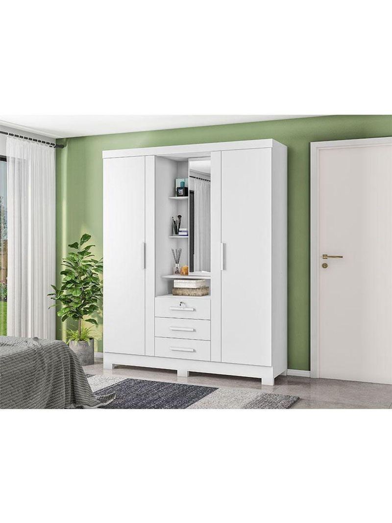 Guarda Roupa Solteiro Capelinha Premium 3 Portas Branco – Zanzini