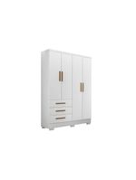 Guarda-Roupa Solteiro 4 Portas e 3 Gavetas com Pés Encant Branco - Novo Horizonte