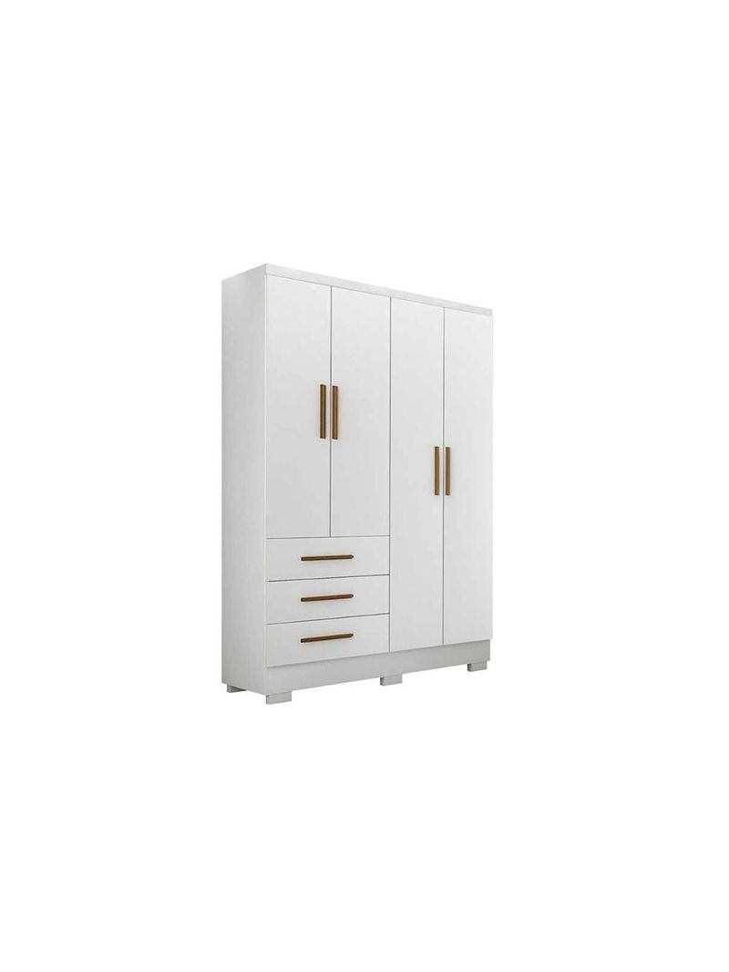 Guarda-Roupa Solteiro 4 Portas e 3 Gavetas com Pés Encant Branco - Novo Horizonte