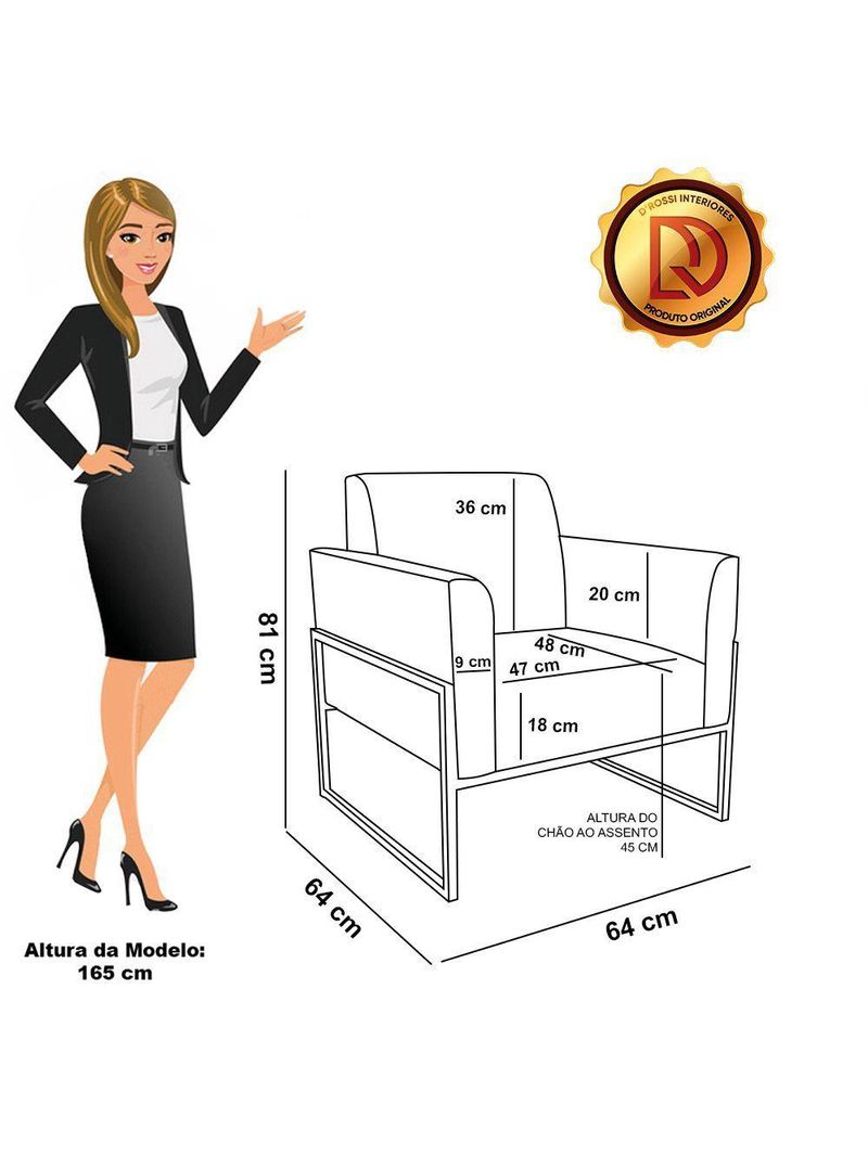 Kit 2 Poltronas Base Industrial  Dourado Marisa - D\'rossi