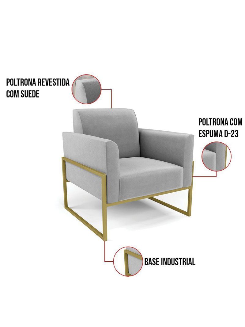 Kit 2 Poltronas Base Industrial  Dourado Marisa - D\'rossi