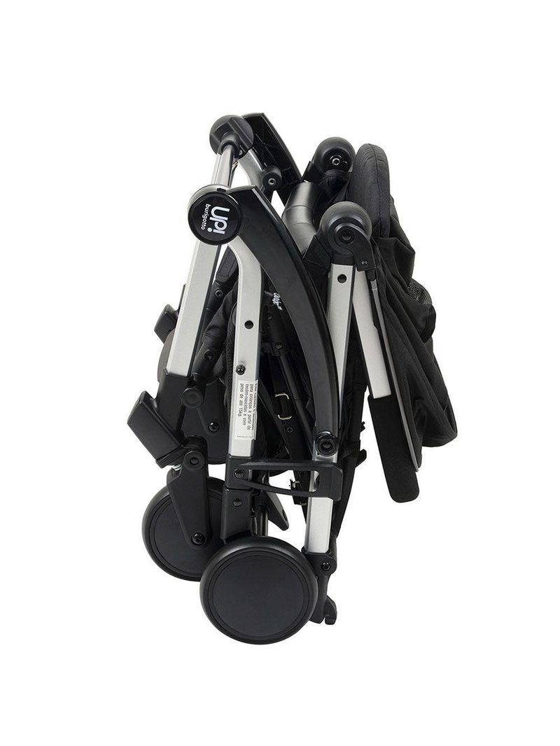 Carrinho de Bebê Burigotto Up Dobrável para Passeio Até 15kg Preto com Metal Prata
