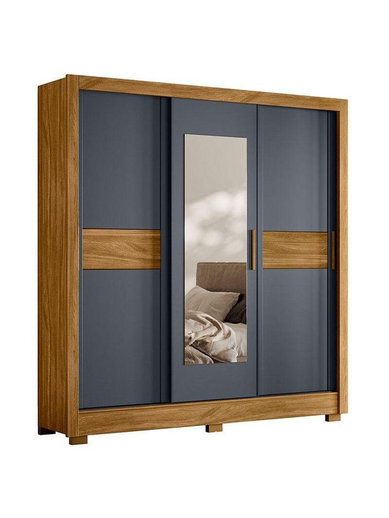 Guarda Roupa Solteiro Eldorado e Cômoda MS913 Freijó Cinza – Moval