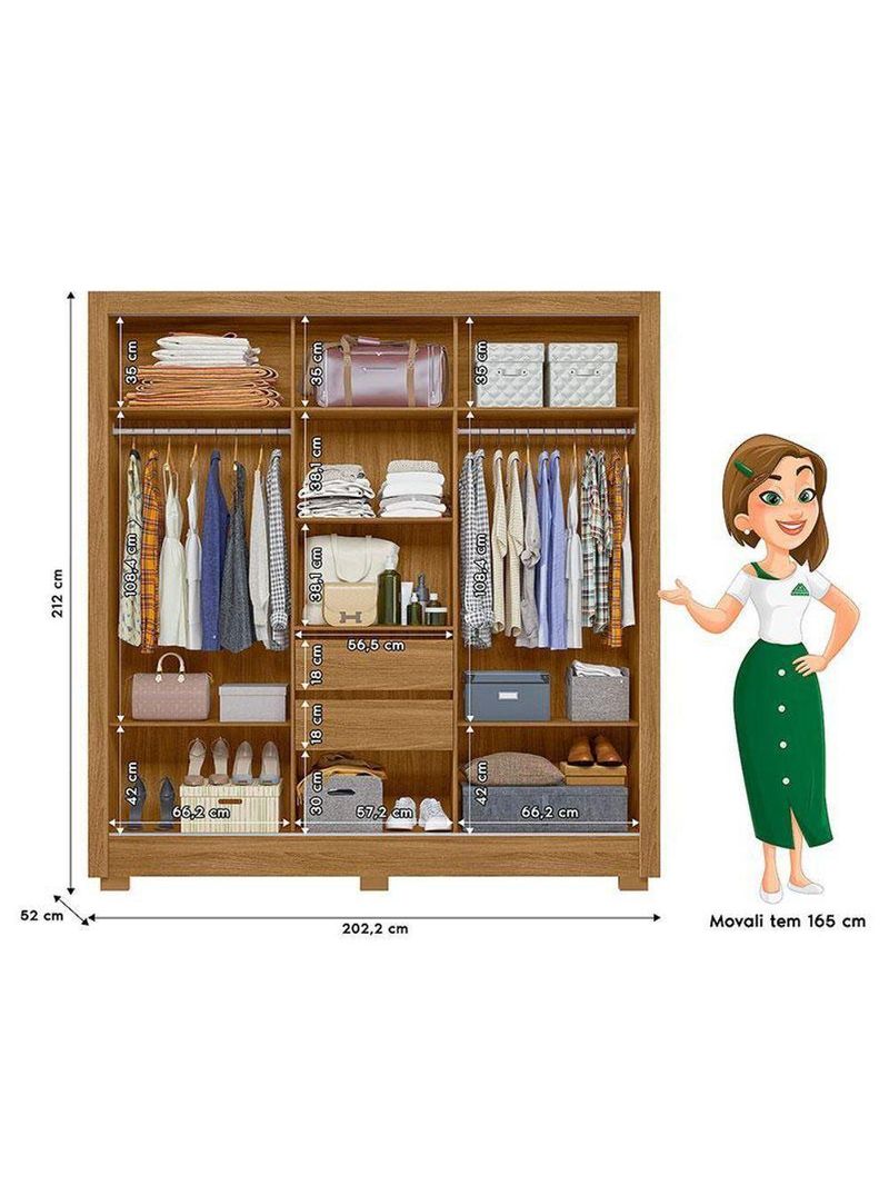 Guarda Roupa Solteiro Eldorado e Cômoda MS913 Freijó Cinza – Moval