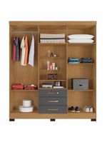 Guarda Roupa Casal Imperial E Cômoda Madri Com Armário Multiuso Versatile Carvalho Americano Grafite – Incorplac
