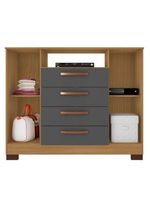 Guarda Roupa Casal Imperial E Cômoda Madri Com Armário Multiuso Versatile Carvalho Americano Grafite – Incorplac