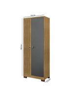 Guarda Roupa Casal Imperial E Cômoda Madri Com Armário Multiuso Versatile Carvalho Americano Grafite – Incorplac