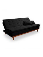 Sofá Cama Reclinável Santorini Veludo Confortável Base de Madeira Preto 176