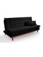 Sofá Cama Reclinável Santorini Veludo Confortável Base de Madeira Preto 176