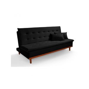 Sofá Cama Reclinável Santorini Veludo Confortável Base de Madeira Preto 176