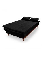 Sofá Cama Reclinável Santorini Veludo Confortável Base de Madeira Preto 176