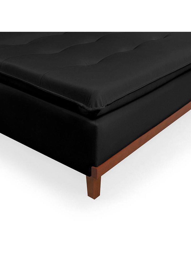 Sofá Cama Reclinável Santorini Veludo Confortável Base de Madeira Preto 176