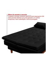 Sofá Cama Reclinável Santorini Veludo Confortável Base de Madeira Preto 176