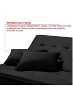 Sofá Cama Reclinável Santorini Veludo Confortável Base de Madeira Preto 176