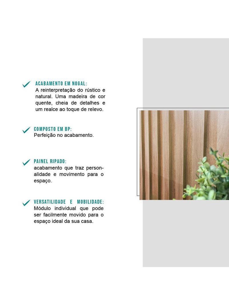 Balcão Ilha Ripado Milla Nog 120cm Carraro