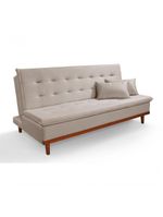 Sofá Cama Reclinável Santorini Veludo Confortável Base De Madeira Areia 162