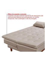 Sofá Cama Reclinável Santorini Veludo Confortável Base De Madeira Areia 162