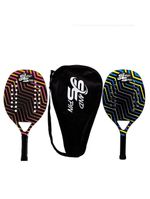 Kit 2 Raquetes de Beach Tennis Sand Spin Aloha Fibra de Carbono Rosa e Azul