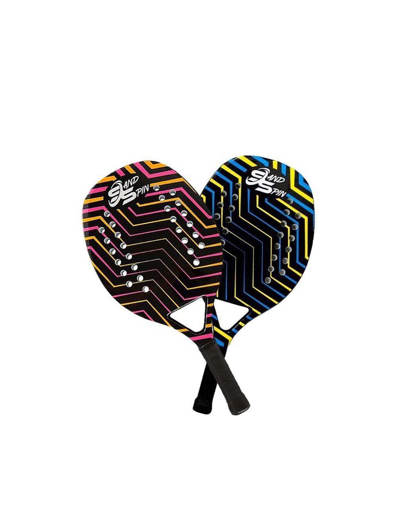 Kit 2 Raquetes de Beach Tennis Sand Spin Aloha Fibra de Carbono Rosa e Azul