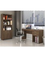 Escritório Compacto 2 Peças Office Nogal Notável Móveis – Nogal Trend