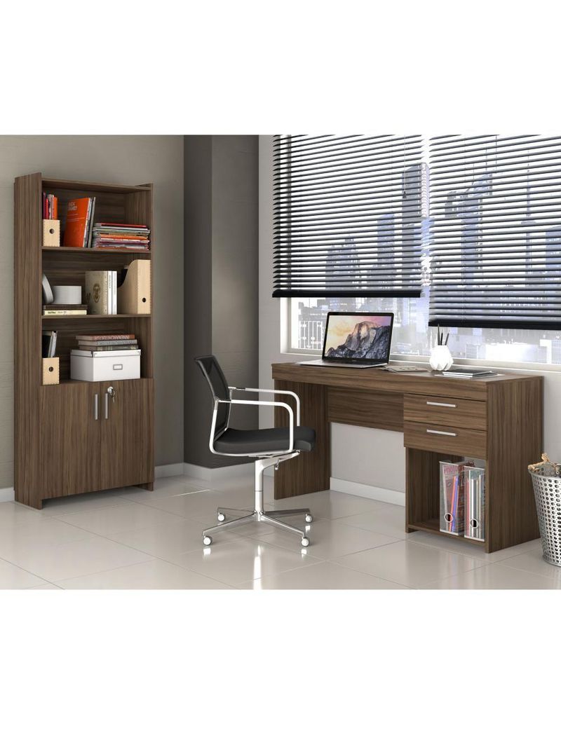 Escritório Compacto 2 Peças Office Nogal Notável Móveis – Nogal Trend