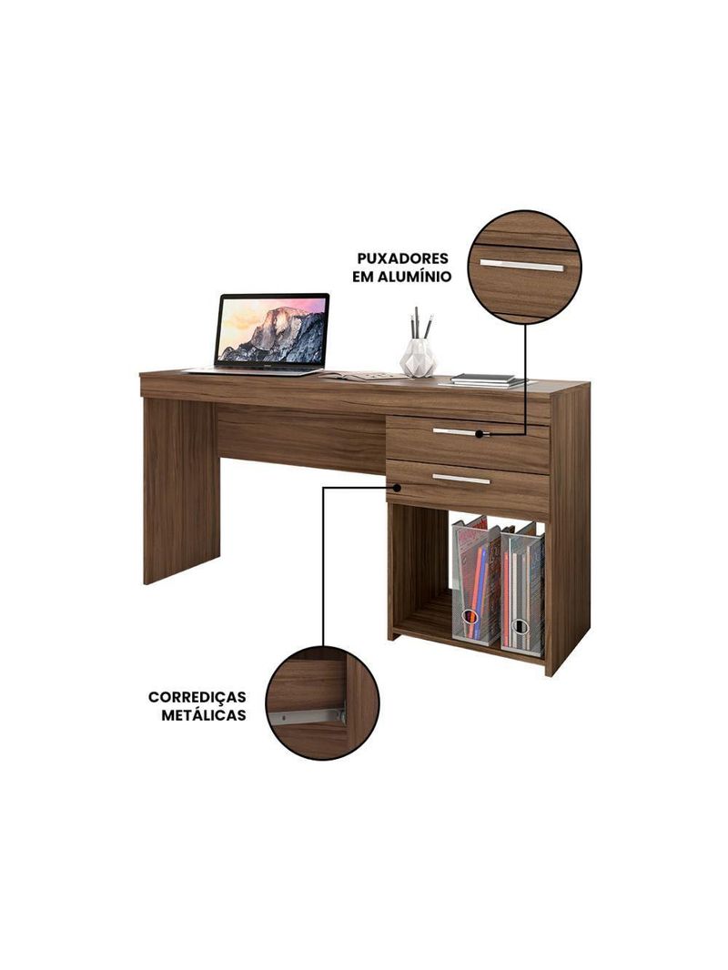 Escritório Compacto 2 Peças Office Nogal Notável Móveis – Nogal Trend