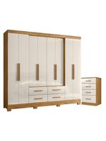 Guarda Roupa Casal San Lorenzo e Cômoda MS913 Freijó Off White – Moval