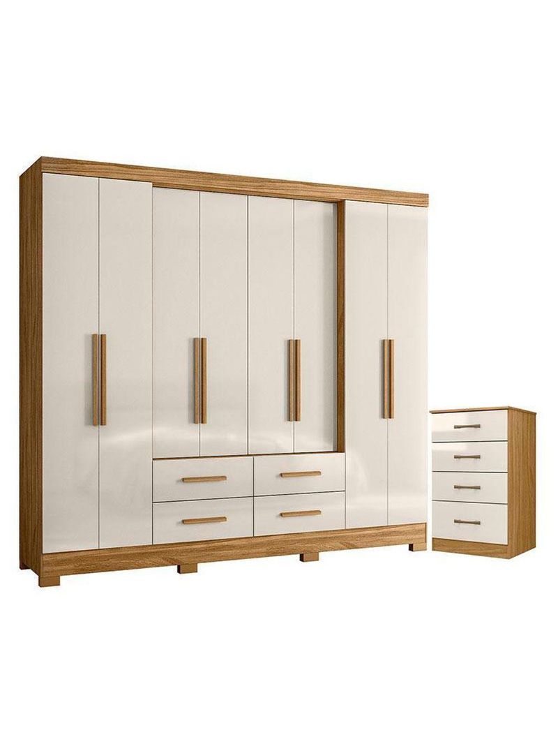 Guarda Roupa Casal San Lorenzo e Cômoda MS913 Freijó Off White – Moval