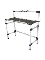 Cabine Dj Tubular Em Aluminio Com Tampo Mdf Para Mesa Controladora Usb Universal De Ate 1 Metro