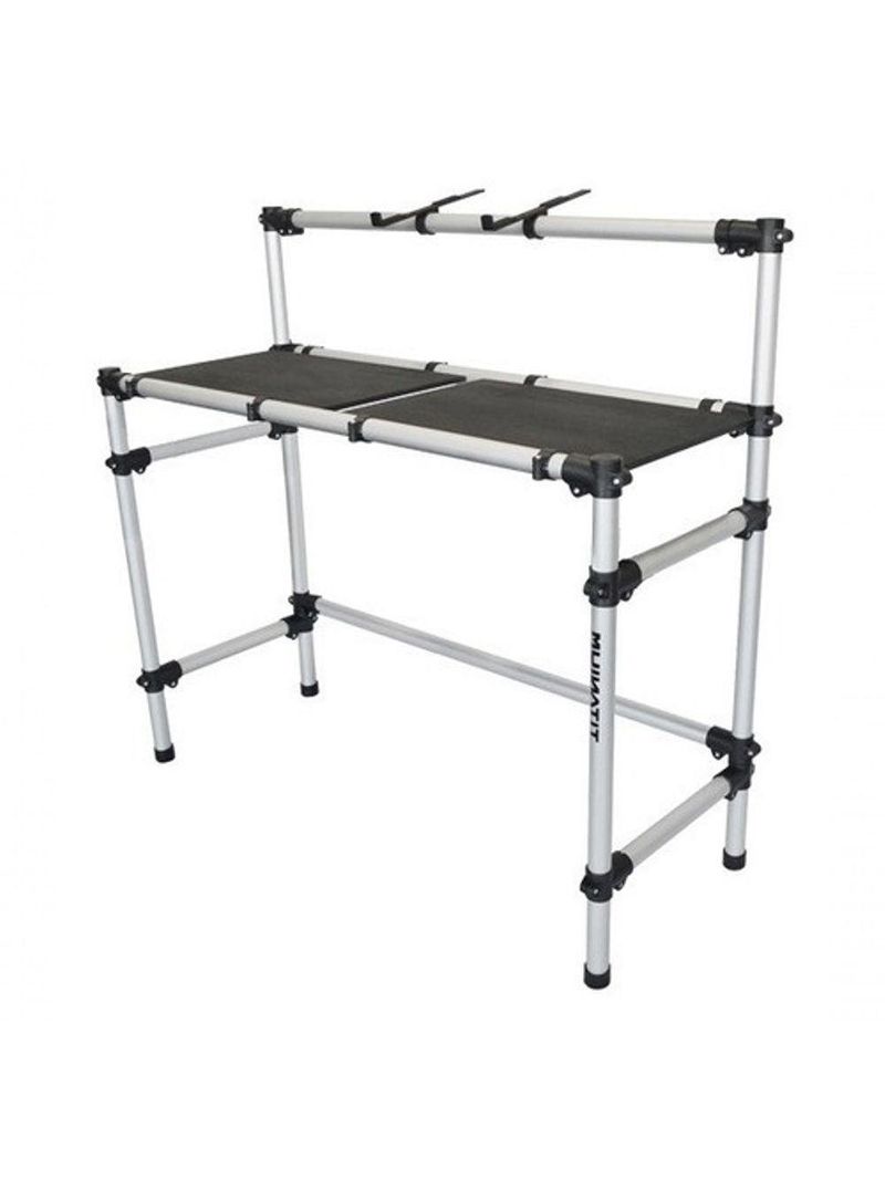 Cabine Dj Tubular Em Aluminio Com Tampo Mdf Para Mesa Controladora Usb Universal De Ate 1 Metro