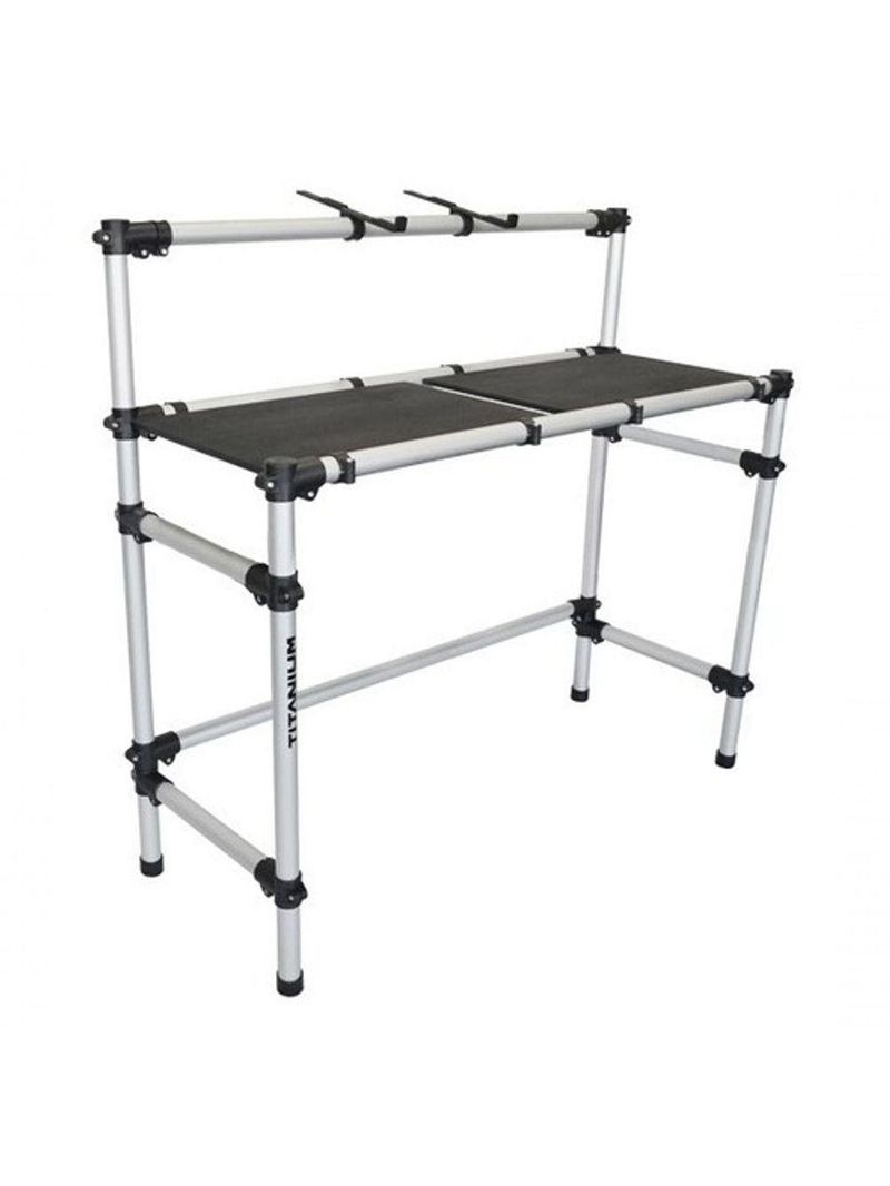 Cabine Dj Tubular Em Aluminio Com Tampo Mdf Para Mesa Controladora Usb Universal De Ate 1 Metro